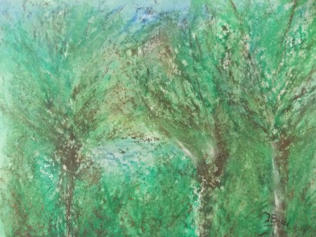 Buiten geschilderd,bij de steenfabriek Wijk bij Duurstede. Olie pastel 2016
